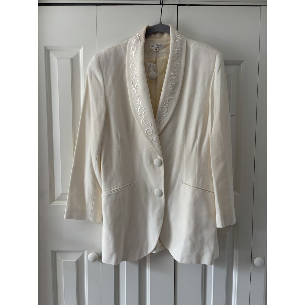 Ann Taylor Studio Ivory Embroidered Wool Blazer 14 - Picture 2 of 10
